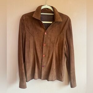 Western reversible shirt jacket--faux leather and faux lambskin